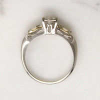 White Gold & Diamond Engagement Ring with Gold Accents