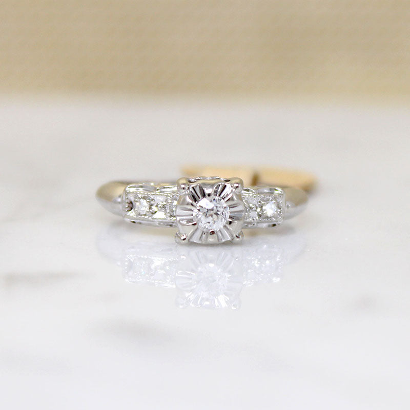Sweet Old Mine Cut Diamond Engagement Ring in Pristine Condition