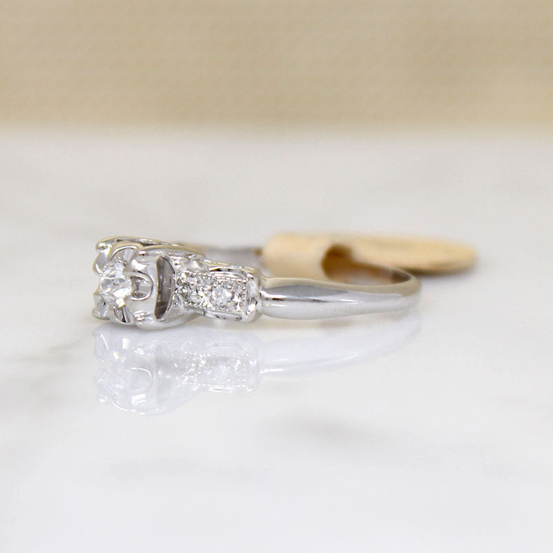 Sweet Old Mine Cut Diamond Engagement Ring in Pristine Condition