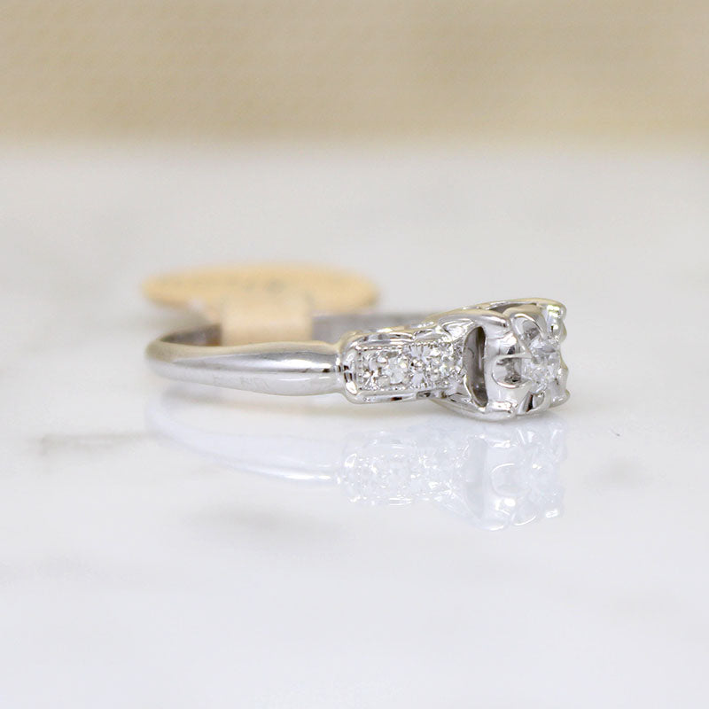 Sweet Old Mine Cut Diamond Engagement Ring in Pristine Condition
