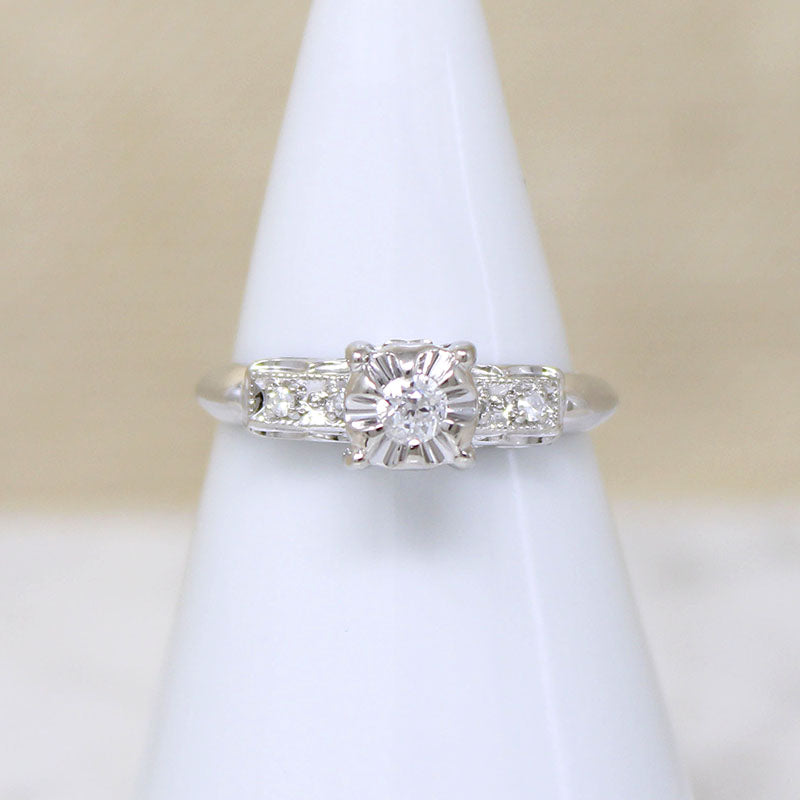Sweet Old Mine Cut Diamond Engagement Ring in Pristine Condition