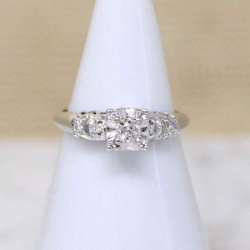 New With Tag 1940s Diamond Engagement Ring