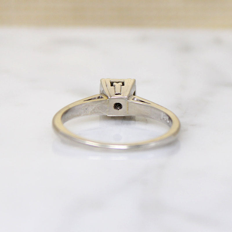 Architectural Diamond & White Gold Solitaire Ring