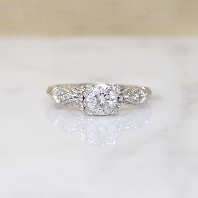 Crisp Sculpted White Gold & Diamond Engagement Ring