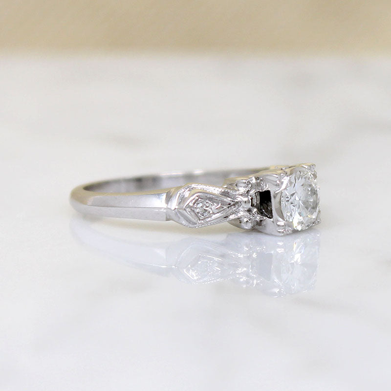 Crisp Sculpted White Gold & Diamond Engagement Ring