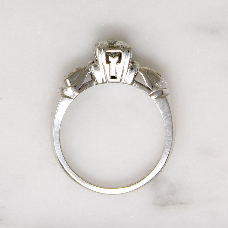 Crisp Sculpted White Gold & Diamond Engagement Ring
