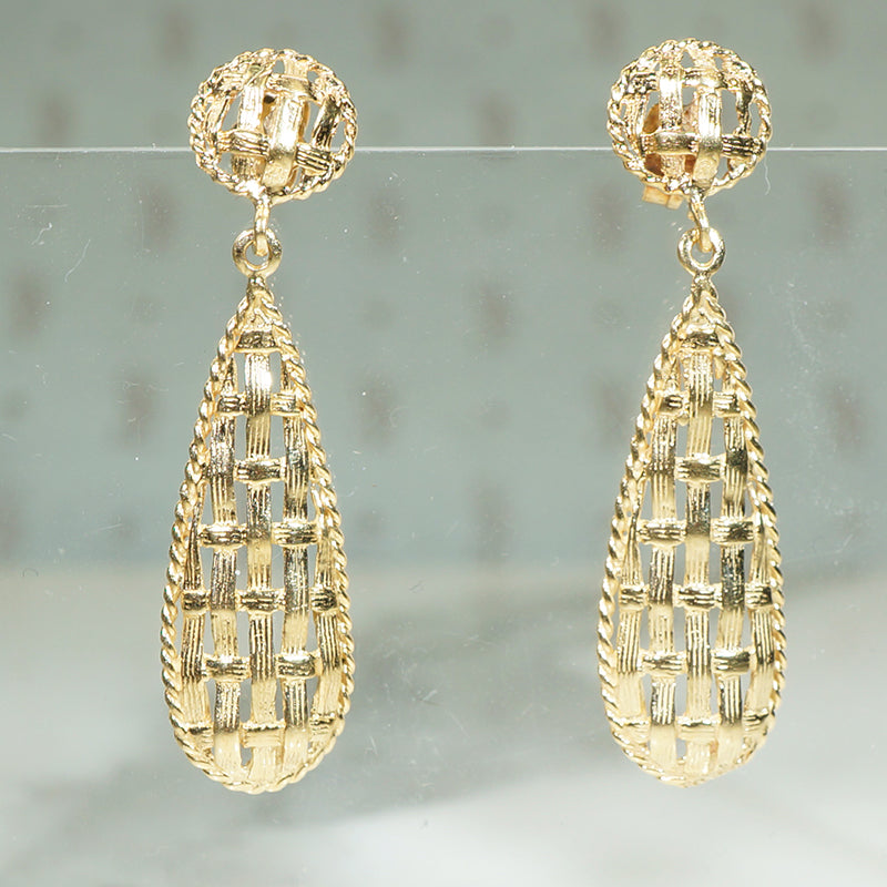 Pendulum Earrings in Woven 14k Gold