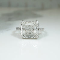 Art Deco Carved Rock Crystal & Filigree Ring