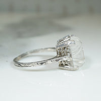 Art Deco Carved Rock Crystal & Filigree Ring