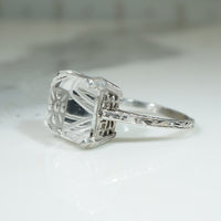 Art Deco Carved Rock Crystal & Filigree Ring