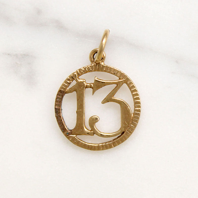 Lucky Number 13 9k Gold Charm