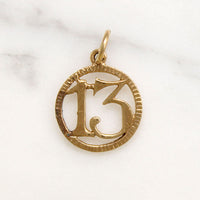 Lucky Number 13 9k Gold Charm