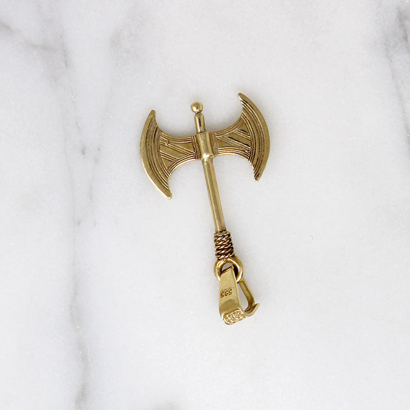 Barbarian Battle Axe 14k Gold Charm