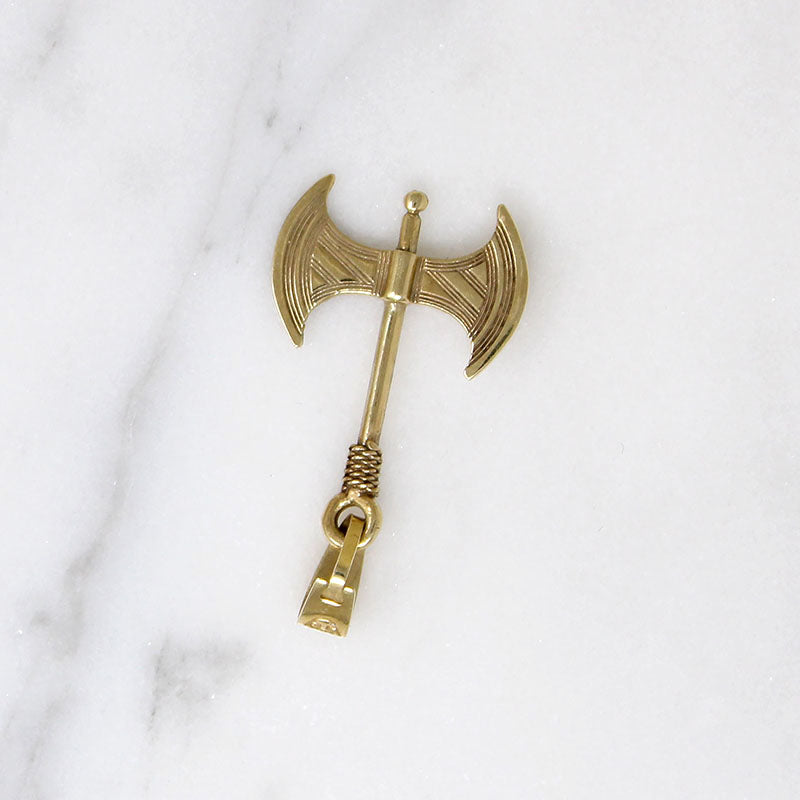 Barbarian Battle Axe 14k Gold Charm