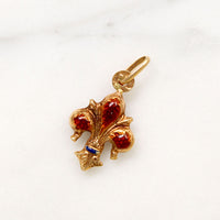 Enameled 18k Gold Fleur de Lis Charm