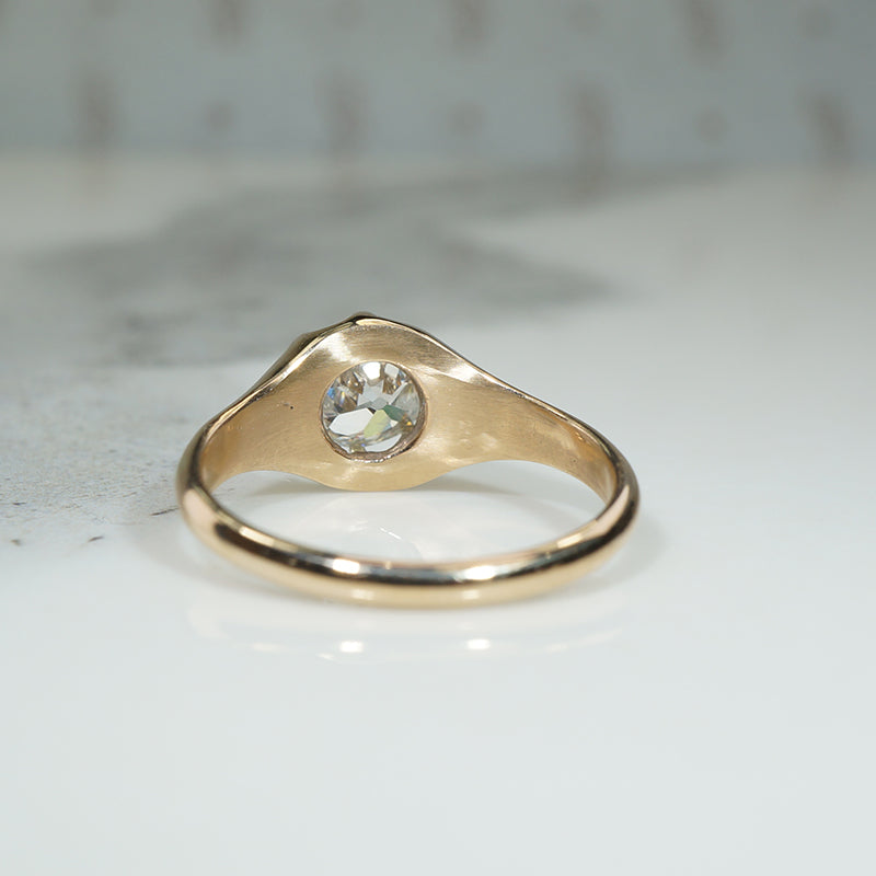 Chunky Old Mine Cut Diamond Belcher Solitaire