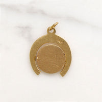 Horseshoe Framed 14k Gold Spinner Charm