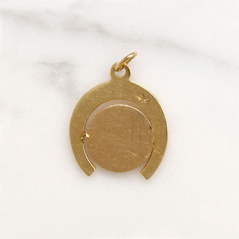 Horseshoe Framed 14k Gold Spinner Charm