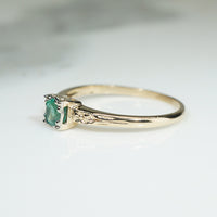 Lovely Emerald in Engraved Solitaire Ring