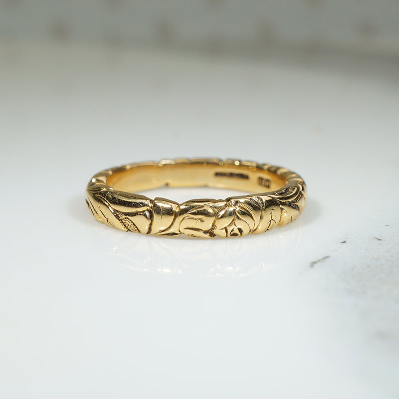 Beautiful 18k Gold Rose Vine Band by Caldwell