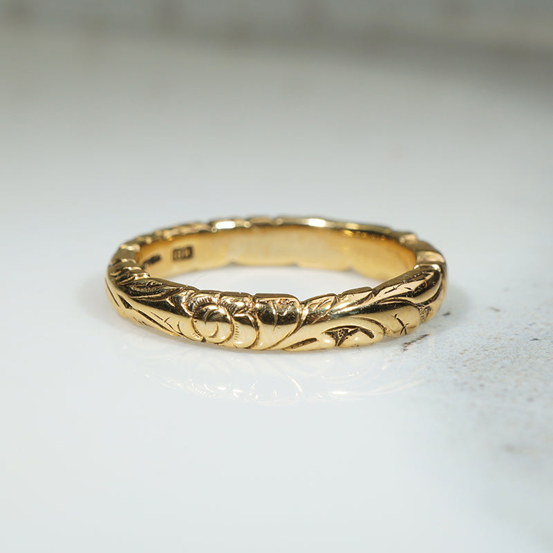 Beautiful 18k Gold Rose Vine Band by Caldwell