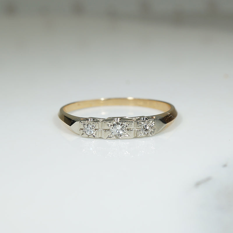 2-Tone 14k Gold Diamond Band
