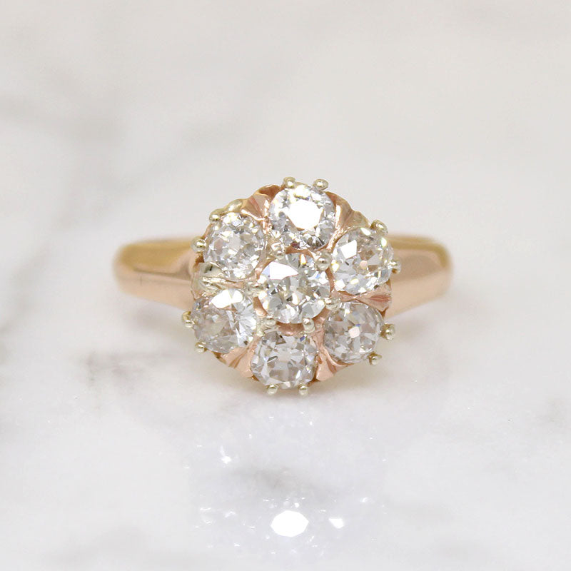 Luscious Victorian Diamond Cluster Ring