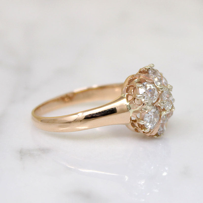 Luscious Victorian Diamond Cluster Ring