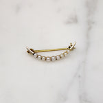Petite Pearl & Gold Crescent Moon Pin
