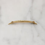Graceful Pearl-Set Gold Crescent Moon Brooch 