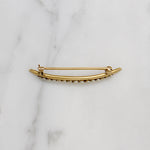 Graceful Pearl-Set Gold Crescent Moon Brooch 