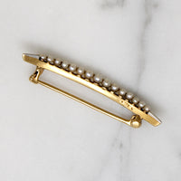 Graceful Pearl-Set Gold Crescent Moon Brooch 