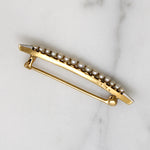 Graceful Pearl-Set Gold Crescent Moon Brooch 