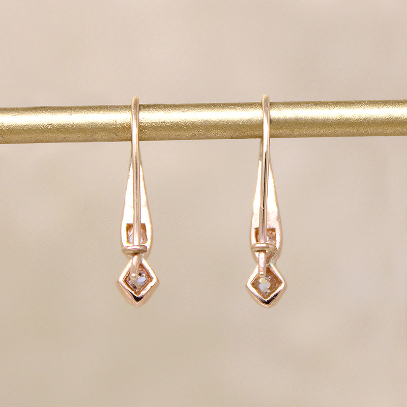 Curvy Little Rosy Gold & Old Mine Cut Diamond Ear Drops