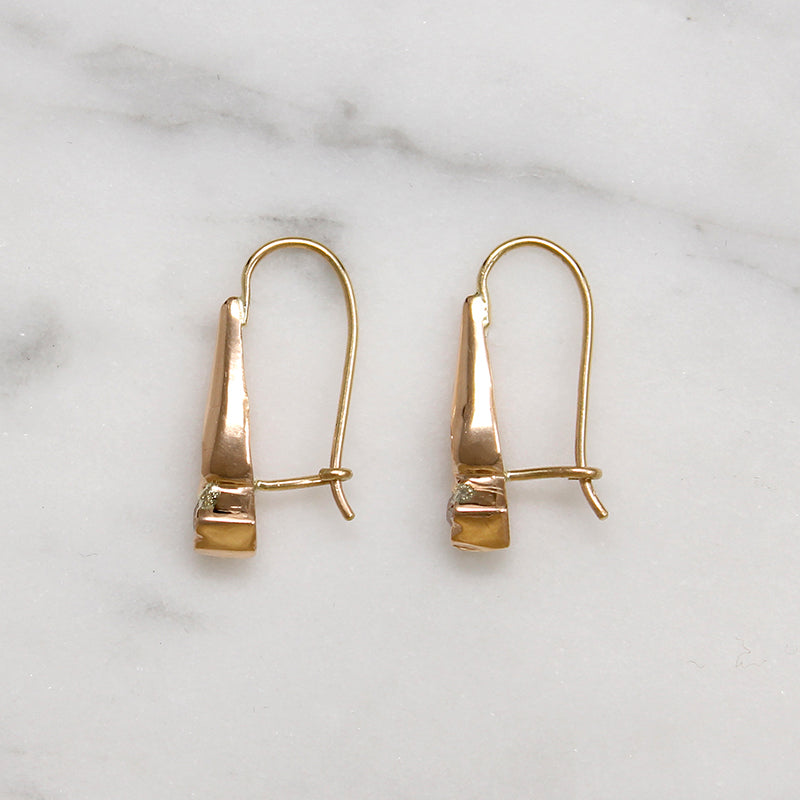Curvy Little Rosy Gold & Old Mine Cut Diamond Ear Drops