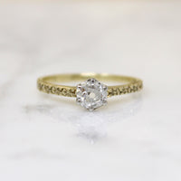 Charismatic Old Mine Cut Diamond in Engraved Solitaire Ring