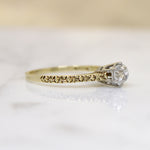 Charismatic Old Mine Cut Diamond in Engraved Solitaire Ring