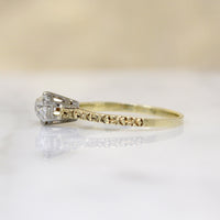 Charismatic Old Mine Cut Diamond in Engraved Solitaire Ring