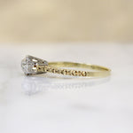 Charismatic Old Mine Cut Diamond in Engraved Solitaire Ring