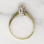 Charismatic Old Mine Cut Diamond in Engraved Solitaire Ring