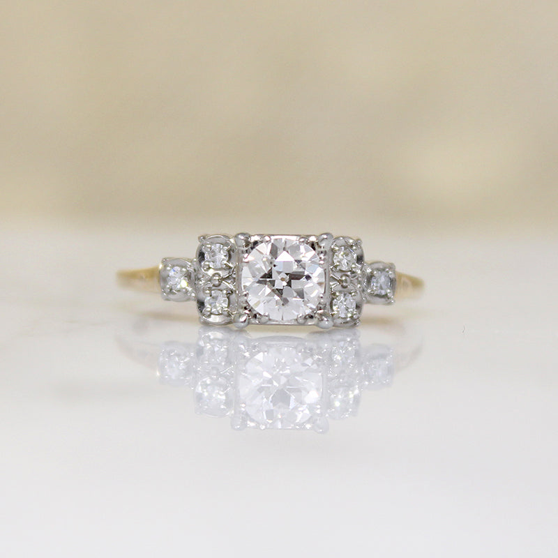 Romantic Two-Tone Diamond Step Side Ring by Jabel