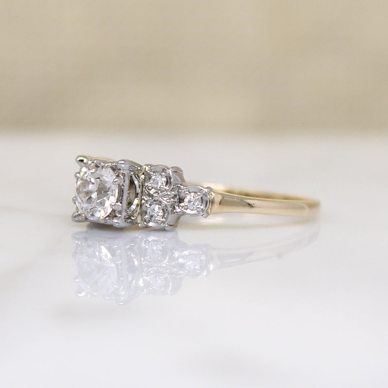Romantic Two-Tone Diamond Step Side Ring by Jabel