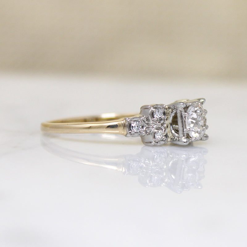 Romantic Two-Tone Diamond Step Side Ring by Jabel