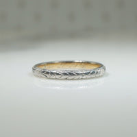 Luxurious Engraved Platinum & Gold Wedding Band