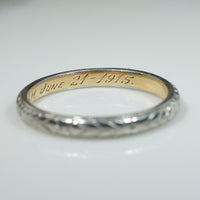 Luxurious Engraved Platinum & Gold Wedding Band