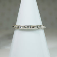 Diamonds in Engraved 18k White Gold Traub Wedding Band