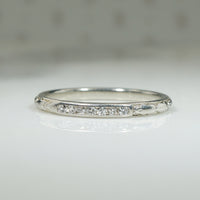 Diamonds in Engraved 18k White Gold Traub Wedding Band