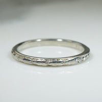 Diamonds in Engraved 18k White Gold Traub Wedding Band