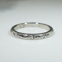 Dogwood Wreath Engraved Platinum Band