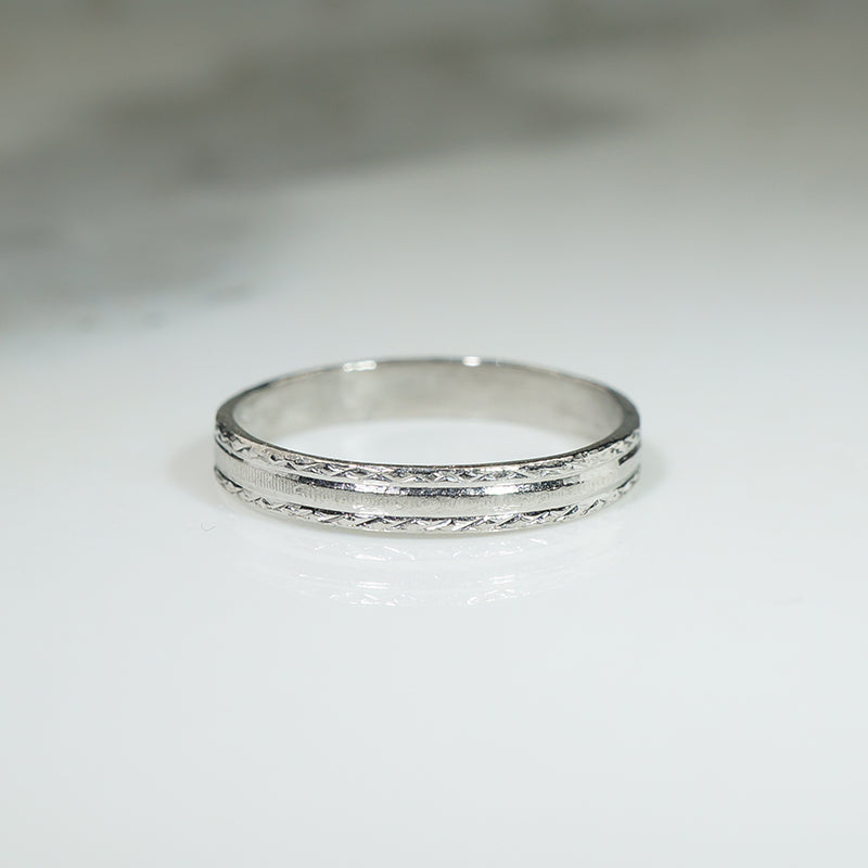 Glittering Mid Century Flat Platinum Band